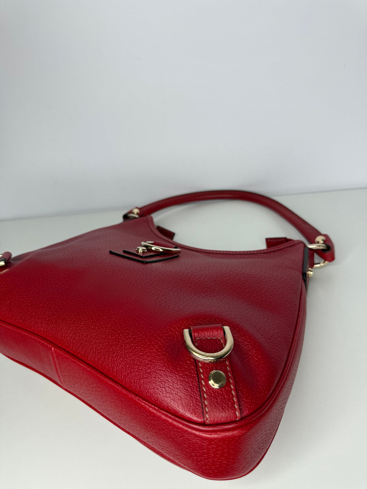 Gucci Red Leather Abbey D Ring Hobo Bag