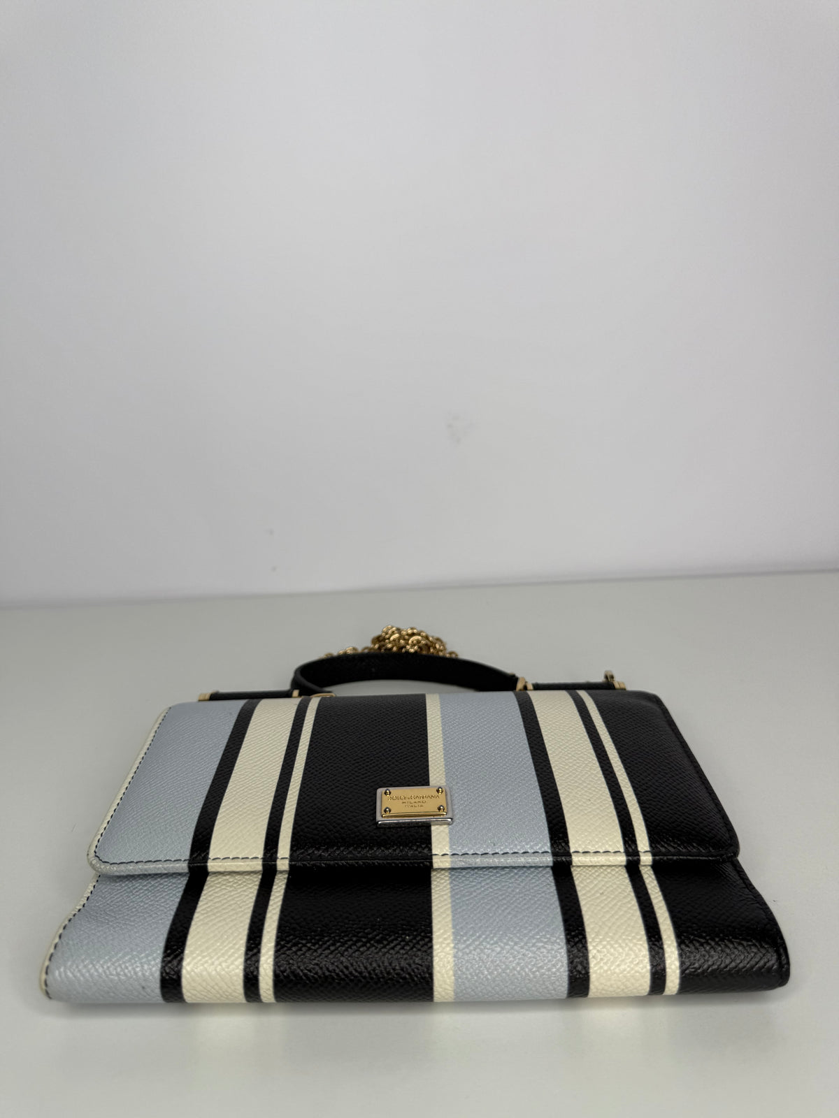 Dolce Gabbana Multicolor Striped Leather Sicily Smart Gloss Wallet on Chain