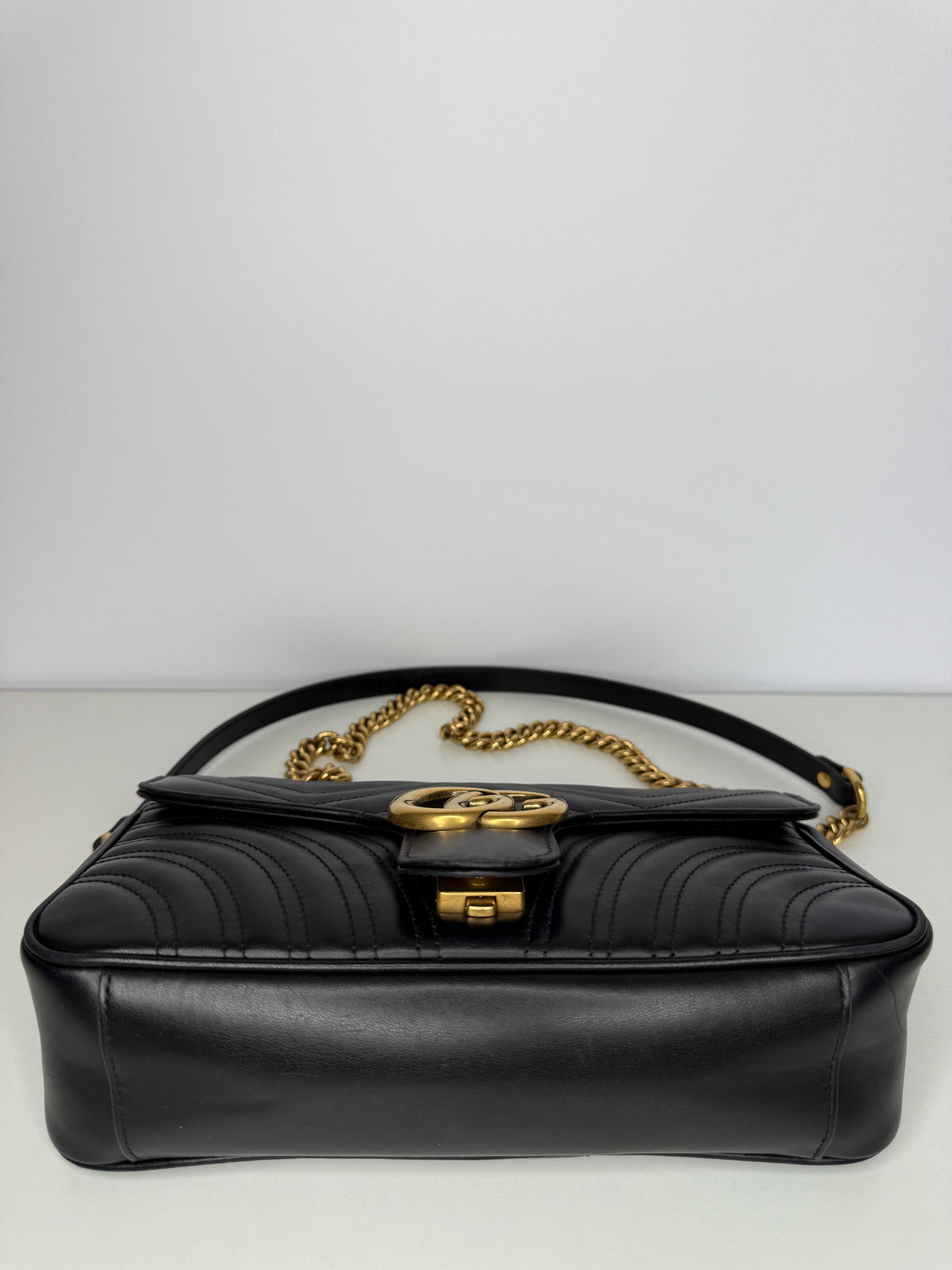 Gucci GG Marmont Black Calfskin Matelasse Medium Shoulder Bag