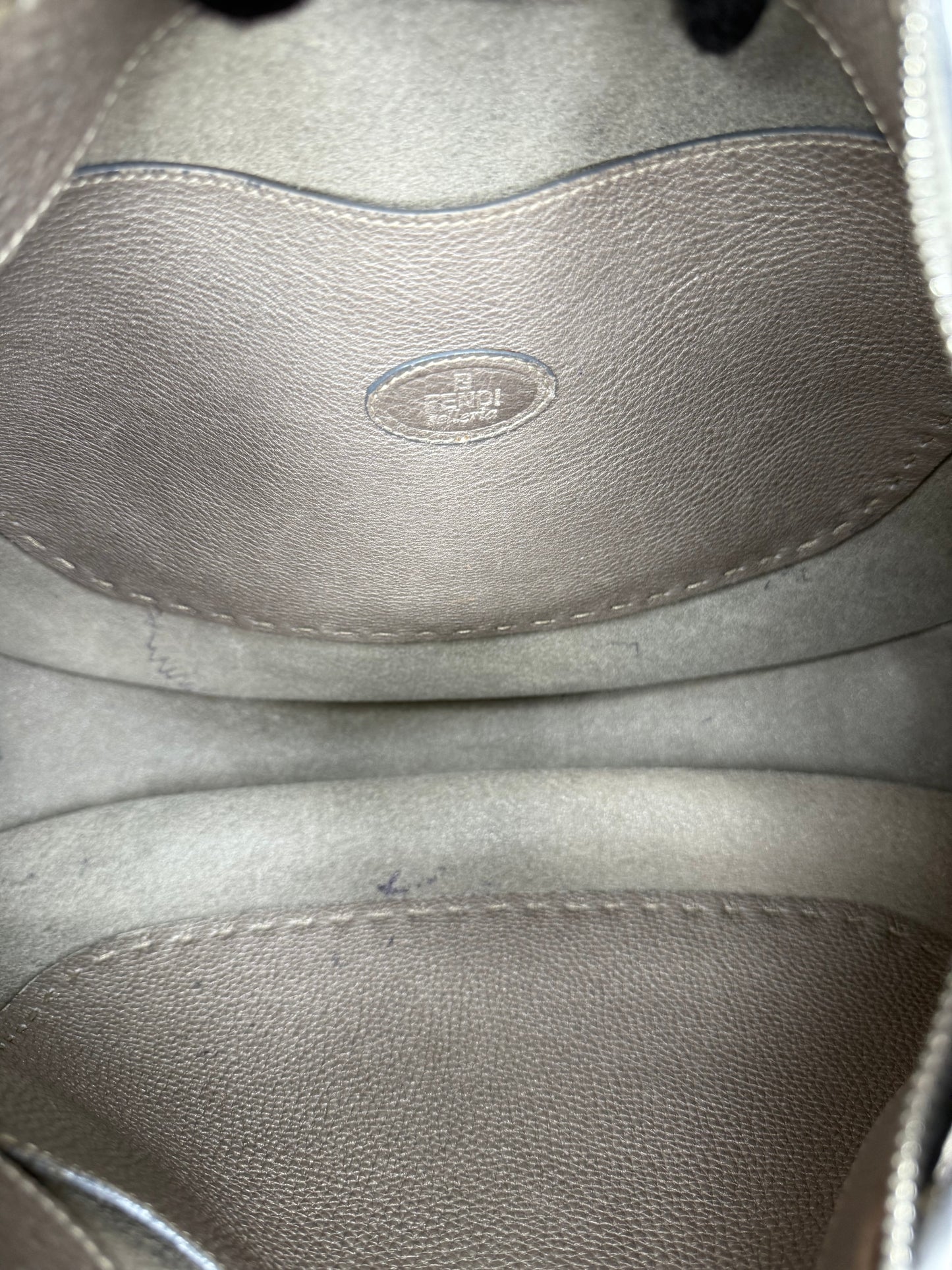 Fendi Pewter Selleria Textured Hobo Bag