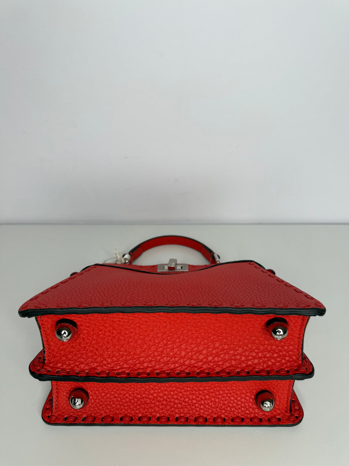 Fendi Peekaboo ISeeU Petite Orange Selleria with 306 Hand-sewn Topstitches