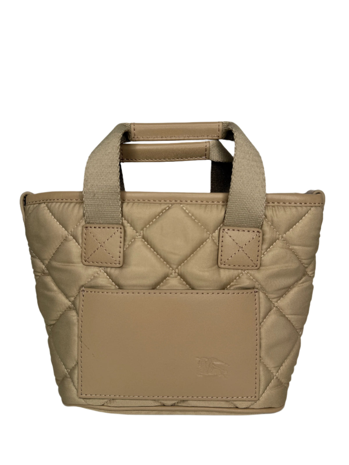 Burberry Mini Cabas Beige Quilted Canvas Tote