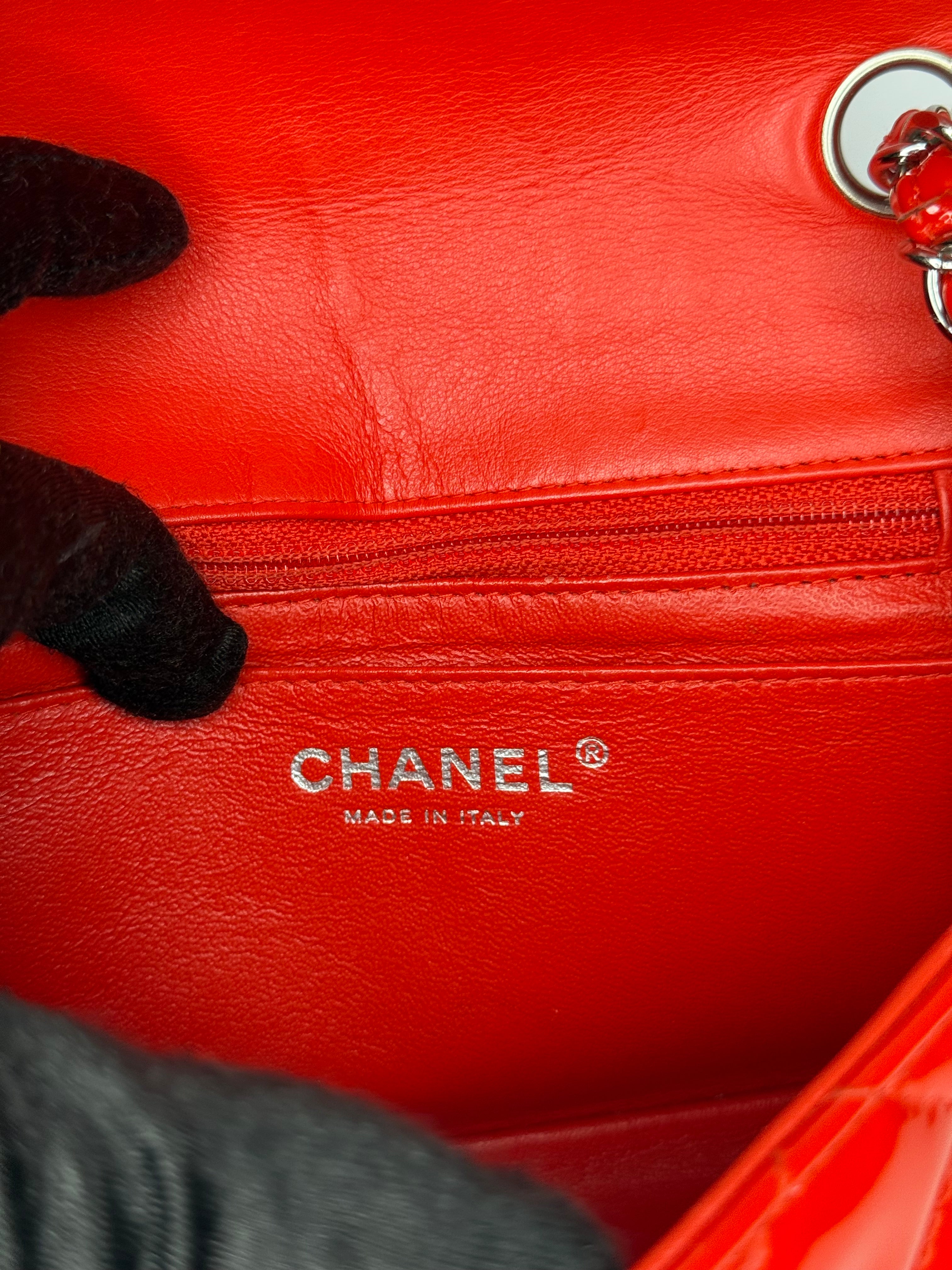Chanel Classic Mini Flap Red Quilted Patent Leather