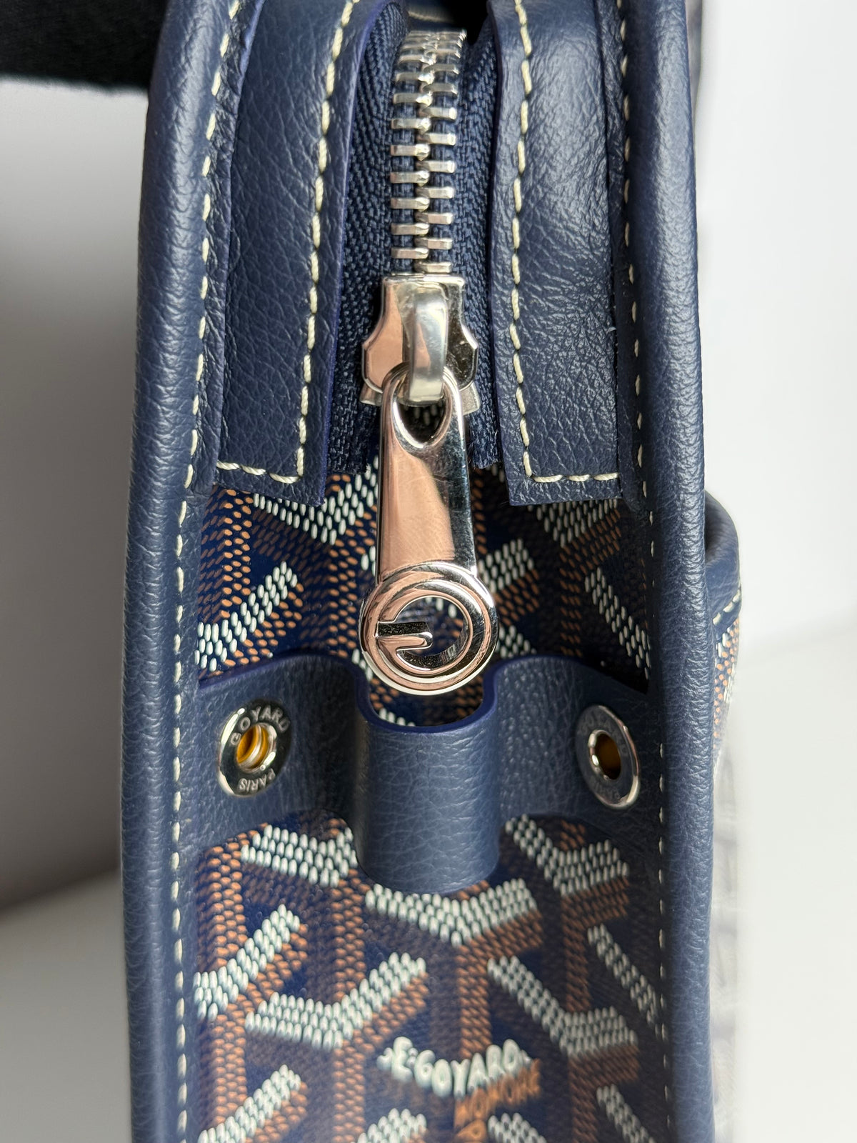 Goyard Navy Blue Goyardine Coated Canvas Jouvence GM Toiletry Pochette