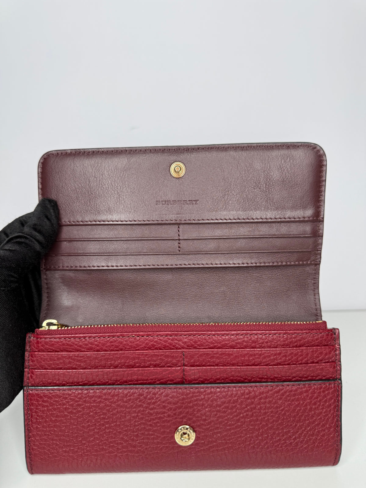 Burberry Burgundy Leather Ziggy Wallet