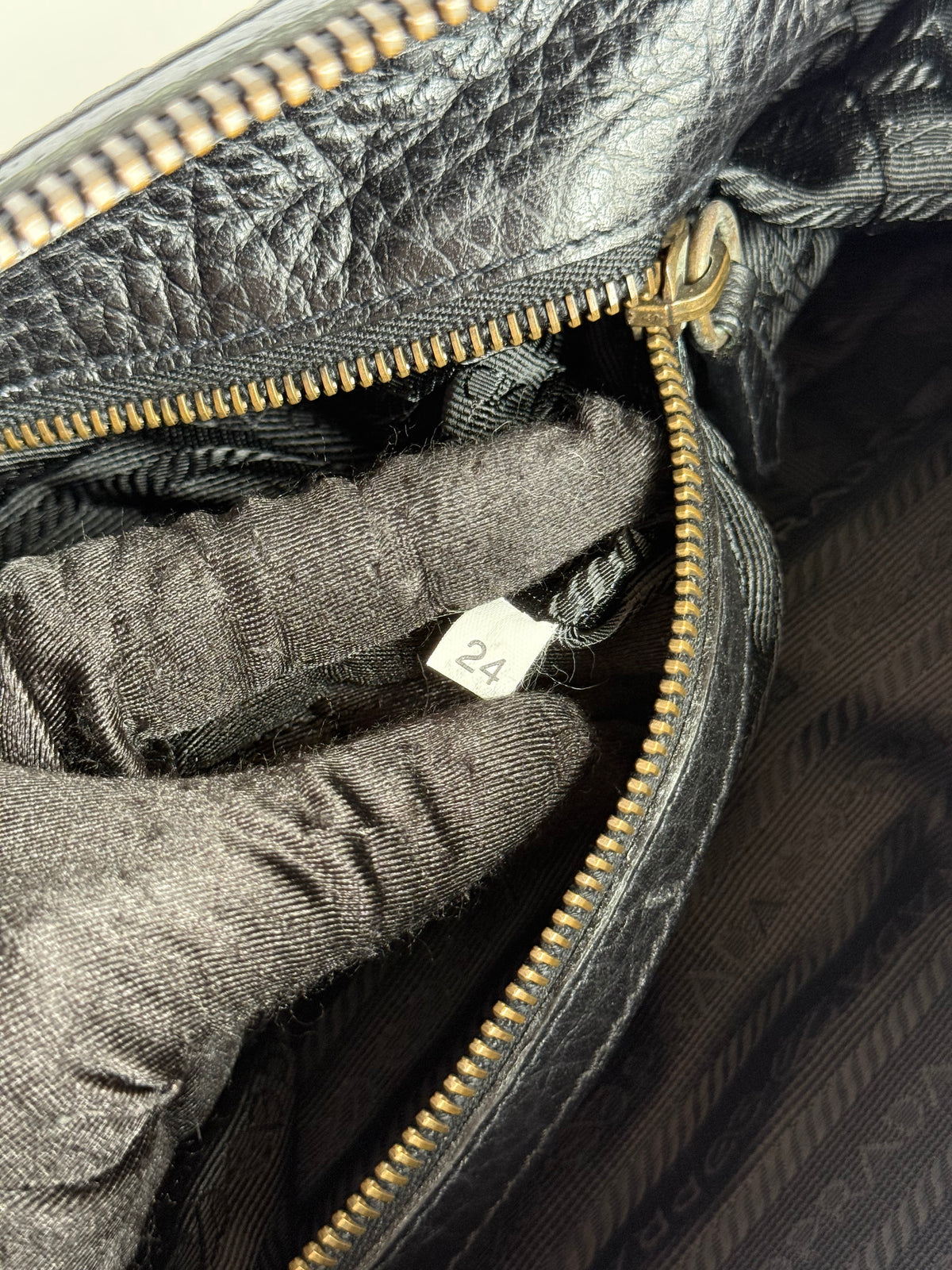 Prada Black Tessuto Nylon Bowler Bag with Vitello Leather Trim