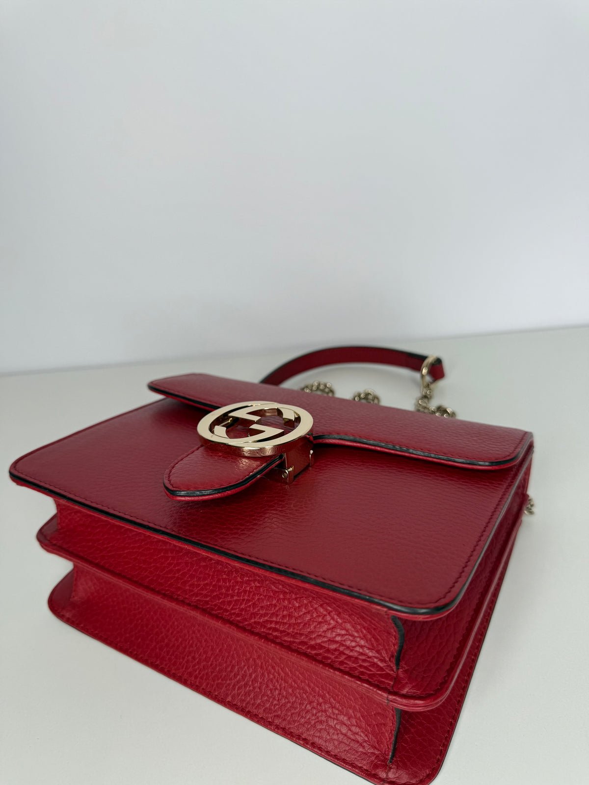 Gucci Red Dollar Calfskin Small Interlocking G Shoulder Bag