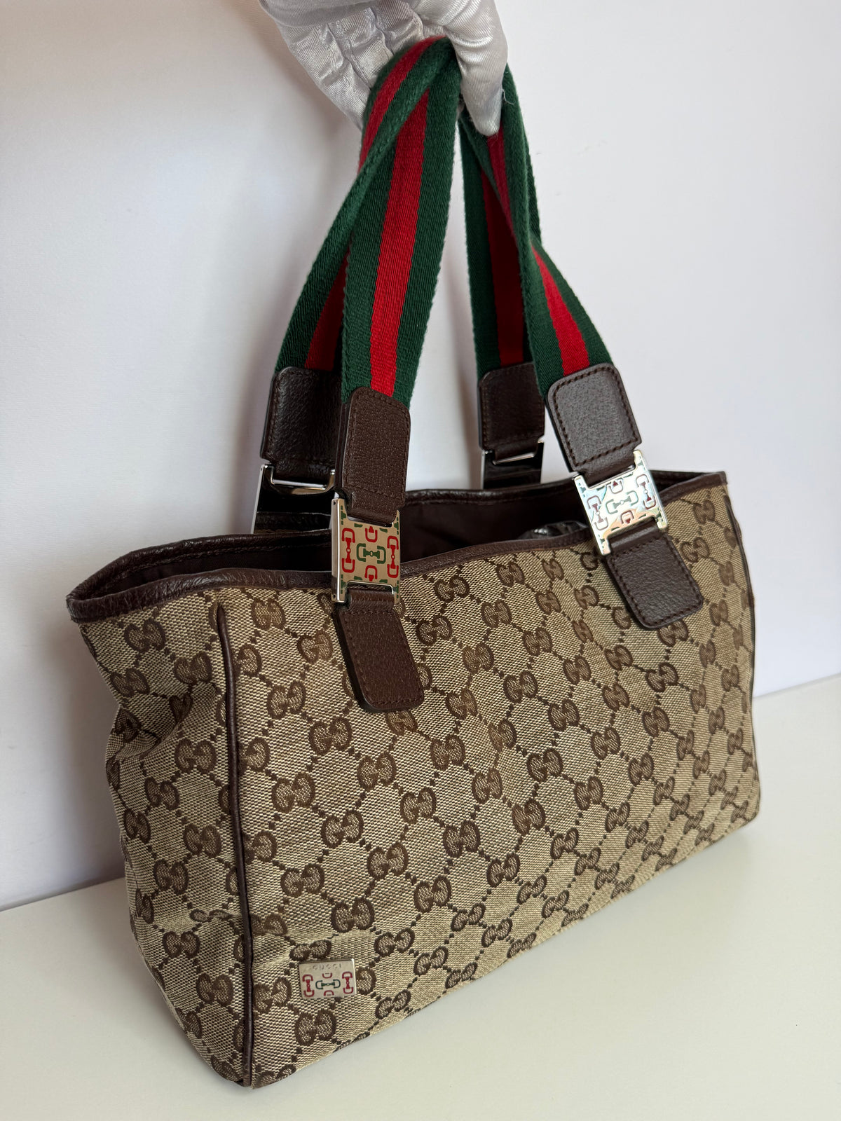Gucci GG Monogram Pop Tote Web Sherry Line