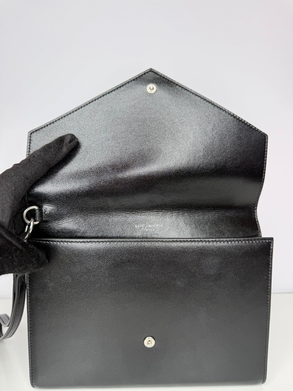 Saint Laurent Cassandre Smooth Calfskin Studded Leather Clutch