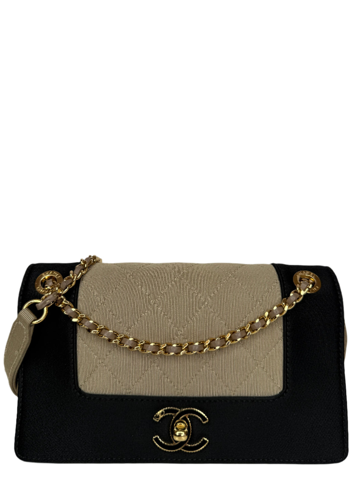 Chanel Mademoiselle Vintage Quilted Grosgrain Small Flap Bag