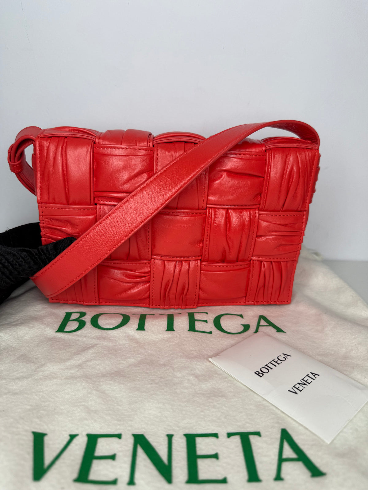 Bottega Veneta Calfskin Intreccio Plisse Cassette Crossbody Bag Sunburst