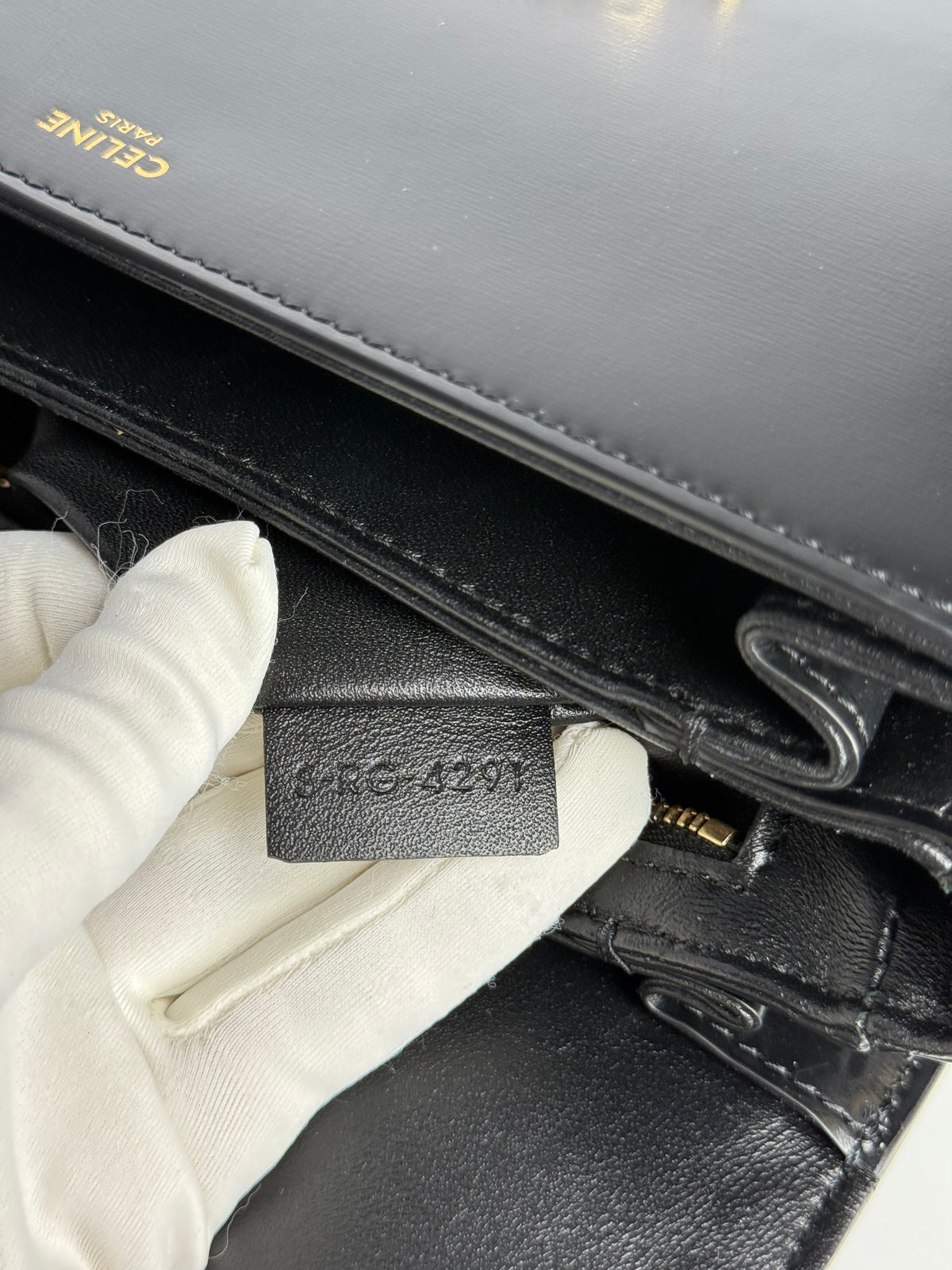 Celine Classique Triomphe Bag in Black Shiny Calfskin