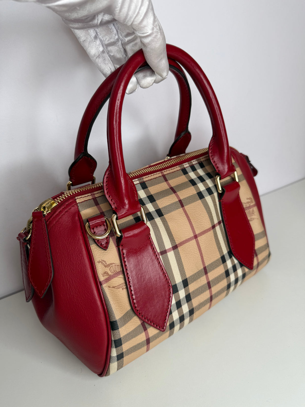 Burberry Red Haymarket Panel Blaze Bag