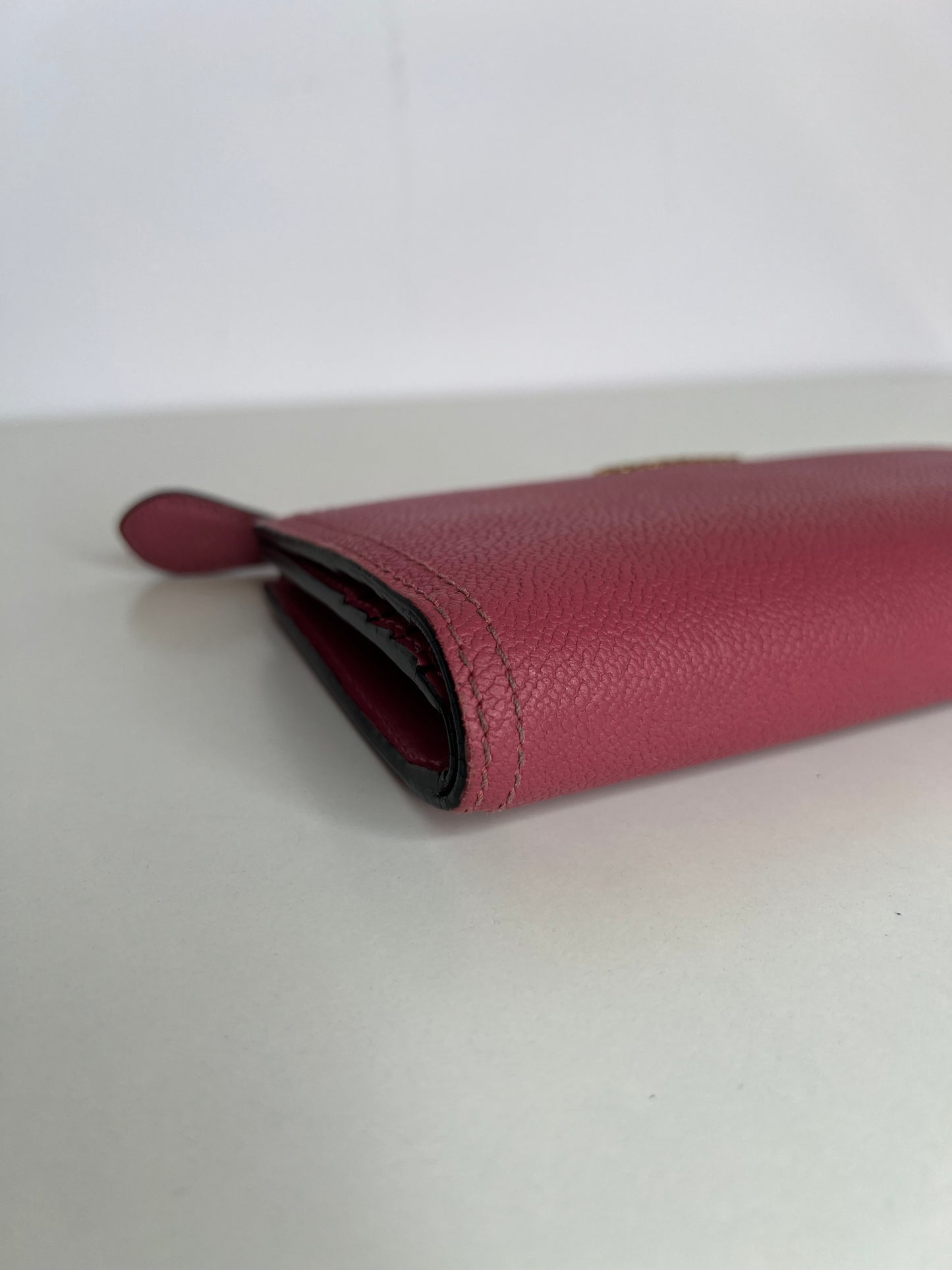 Burberry Magenta Calfskin Leather Continental Wallet