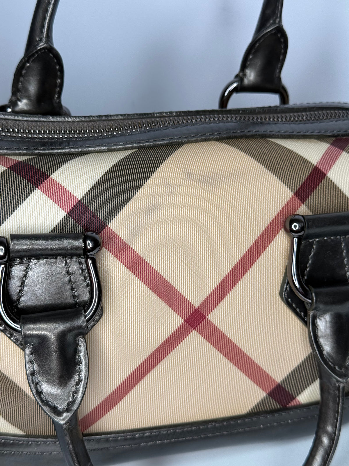 Burberry Grey/Metallic Small Nova Check Bowling Bag
