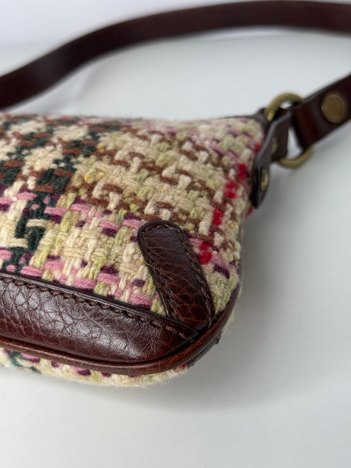 Burberry Multicolor Wool and Leather Shoulder Bag