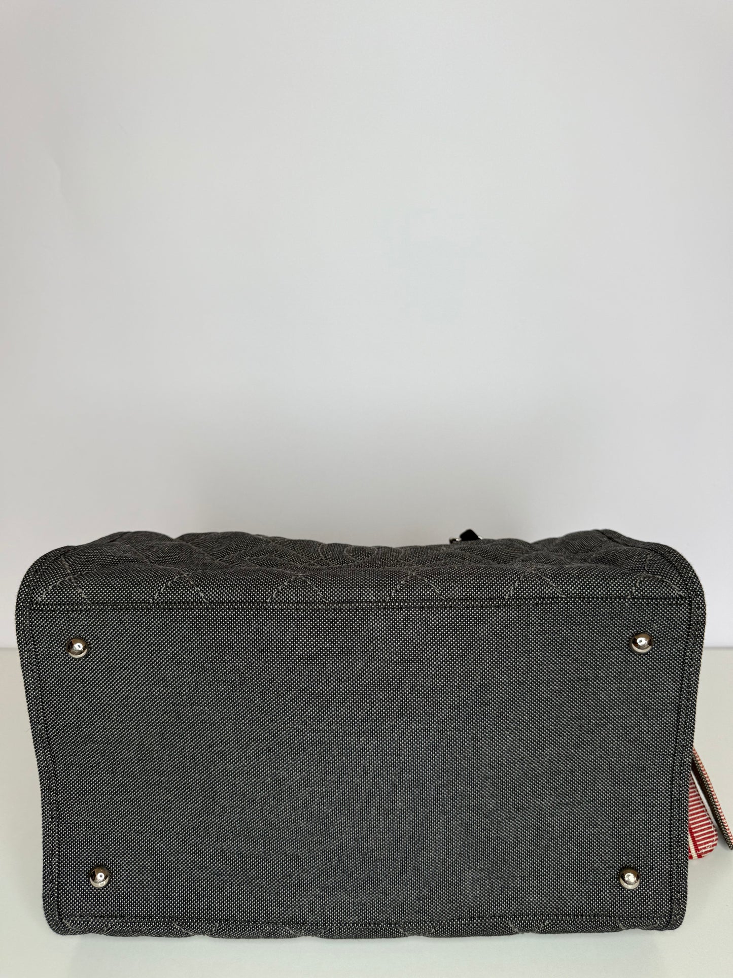 Chanel Blue/Red Quilted Denim CC Bowler Shoulder Bag