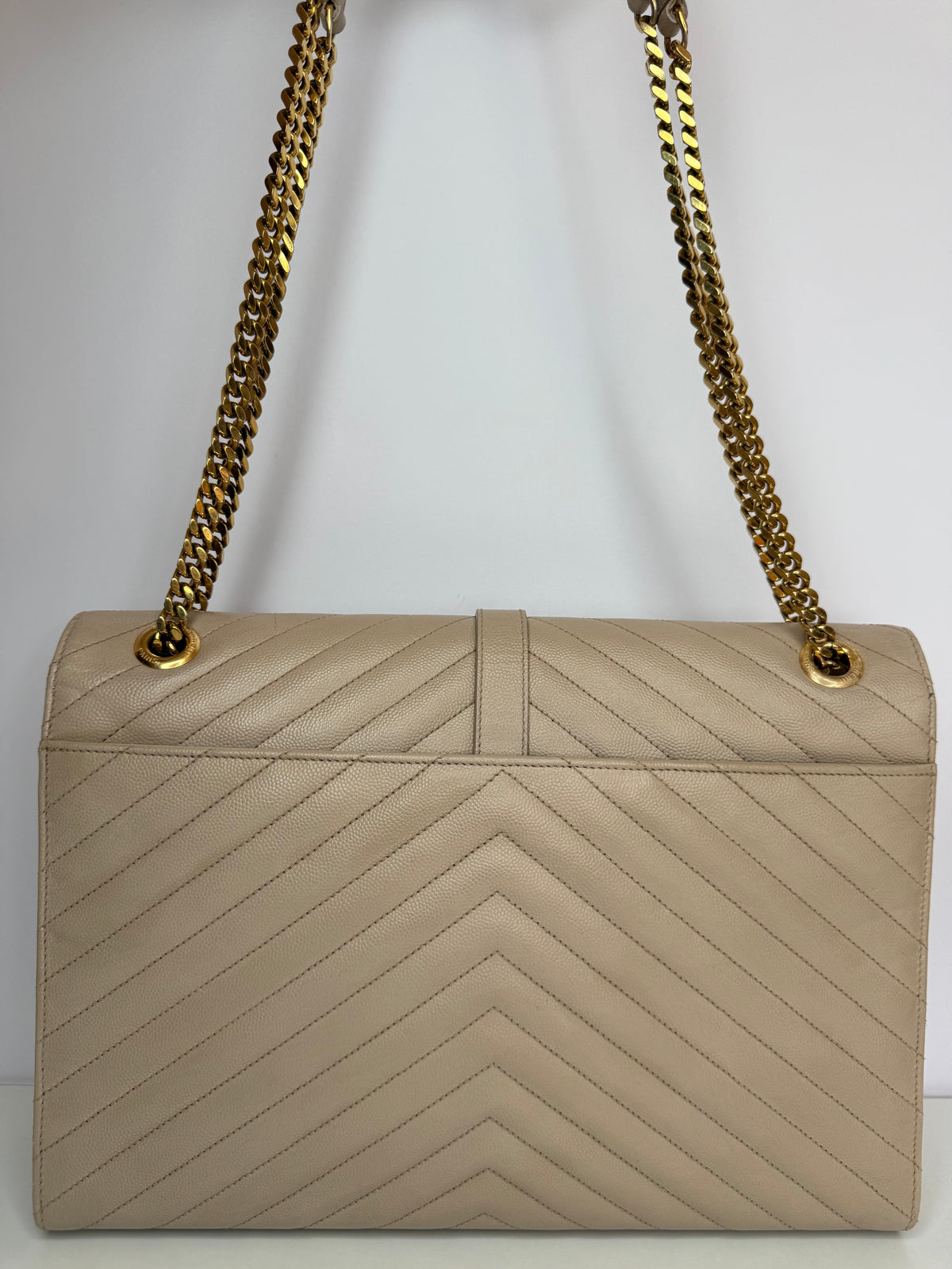Saint Laurent Beige Grain De Poudre Large Envelope Bag