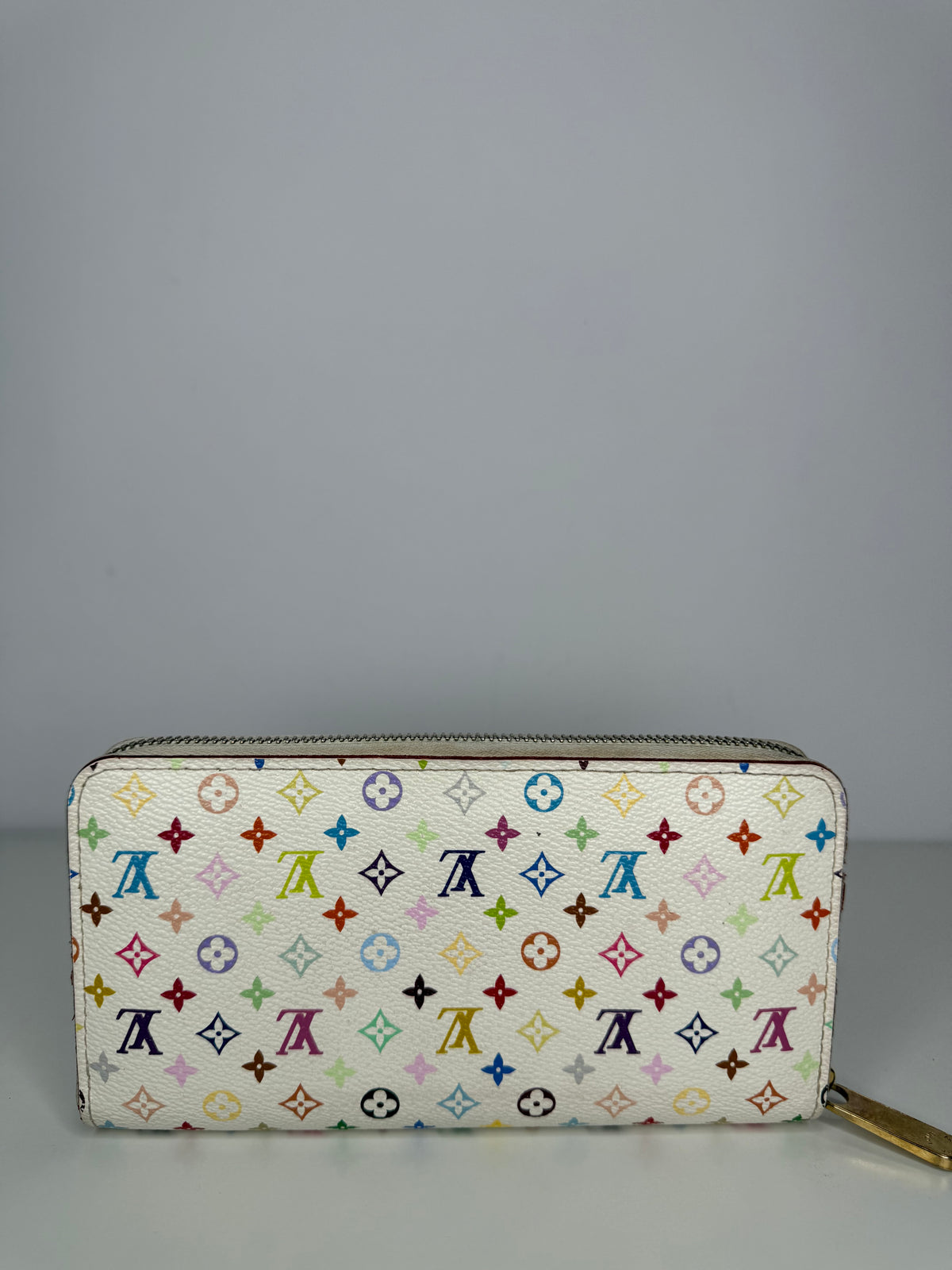 Louis Vuitton x Murakami White Monogram Multicolore Canvas Zippy Wallet