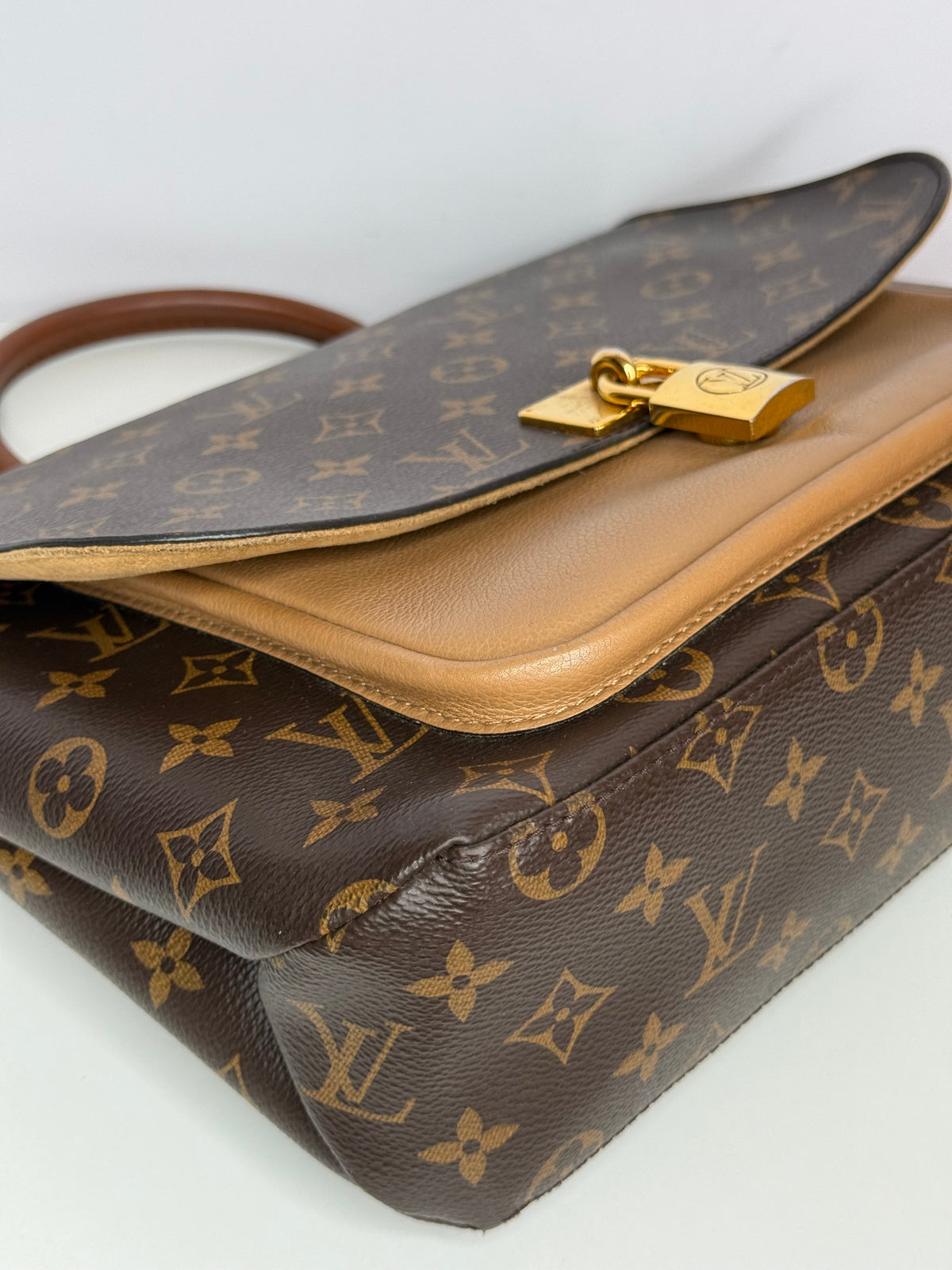 Louis Vuitton Marignan Monogram Canvas and Beige Leather Bag
