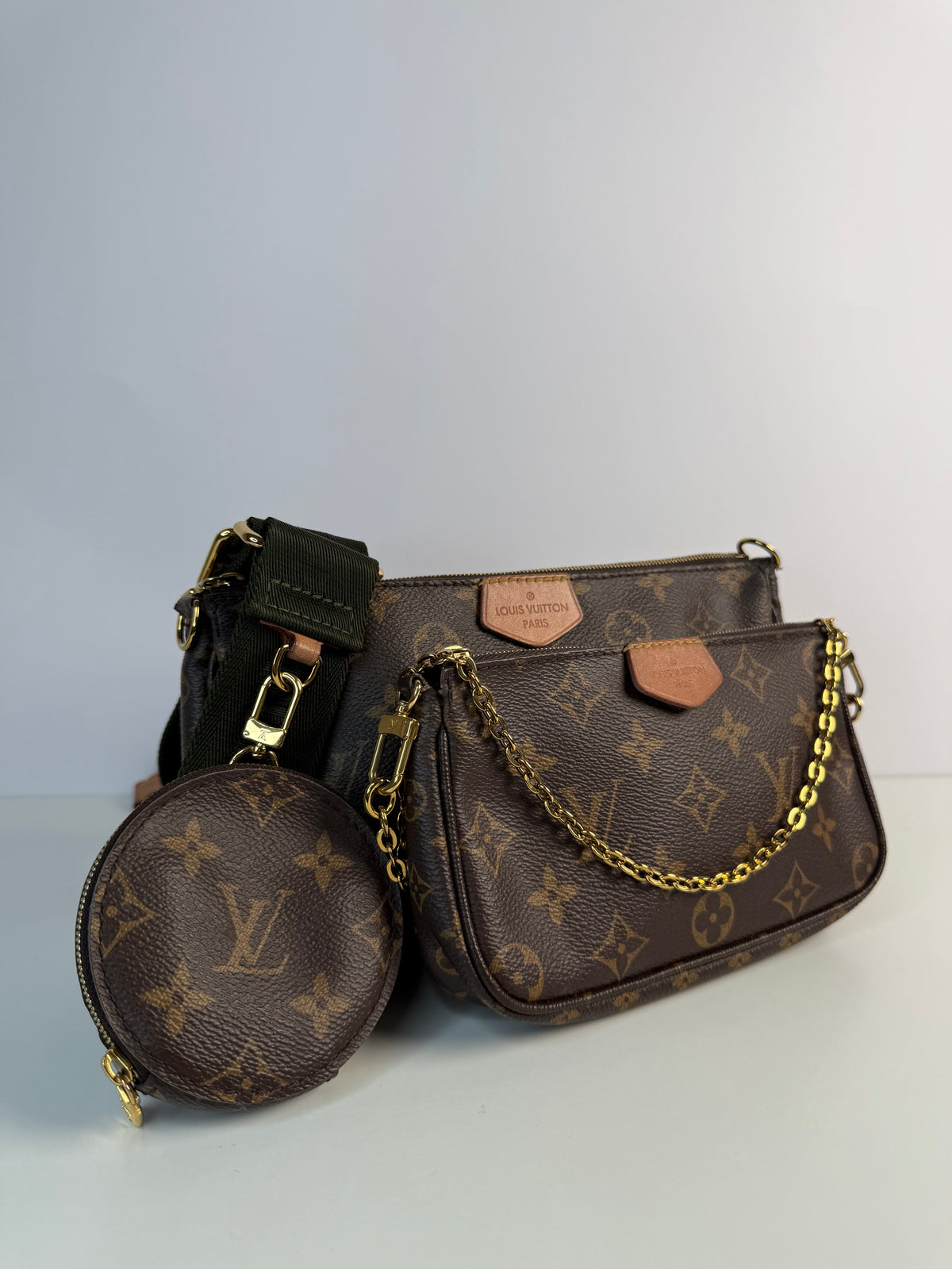 Louis Vuitton Multi Pochette Accessoires Khaki Strap Monogram Canvas