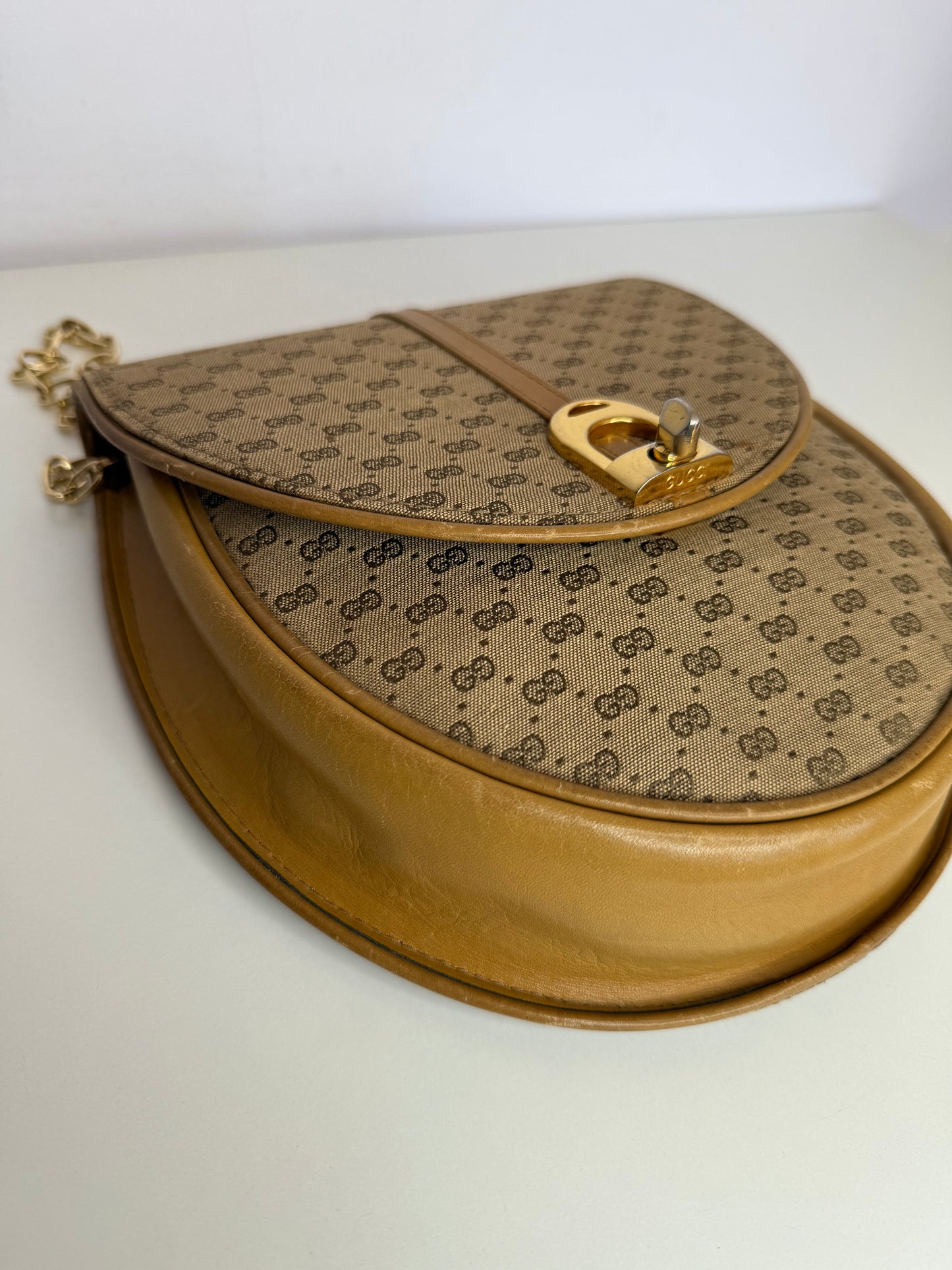 Gucci Vintage Brown Micro GG Canvas Crossbody Bag