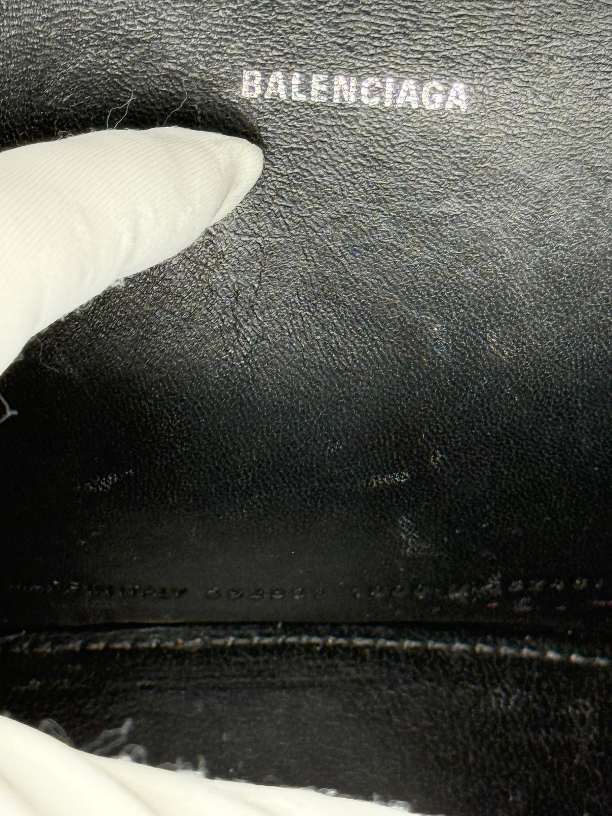 Balenciaga XS Hourglass Croc Embossed Bag Black