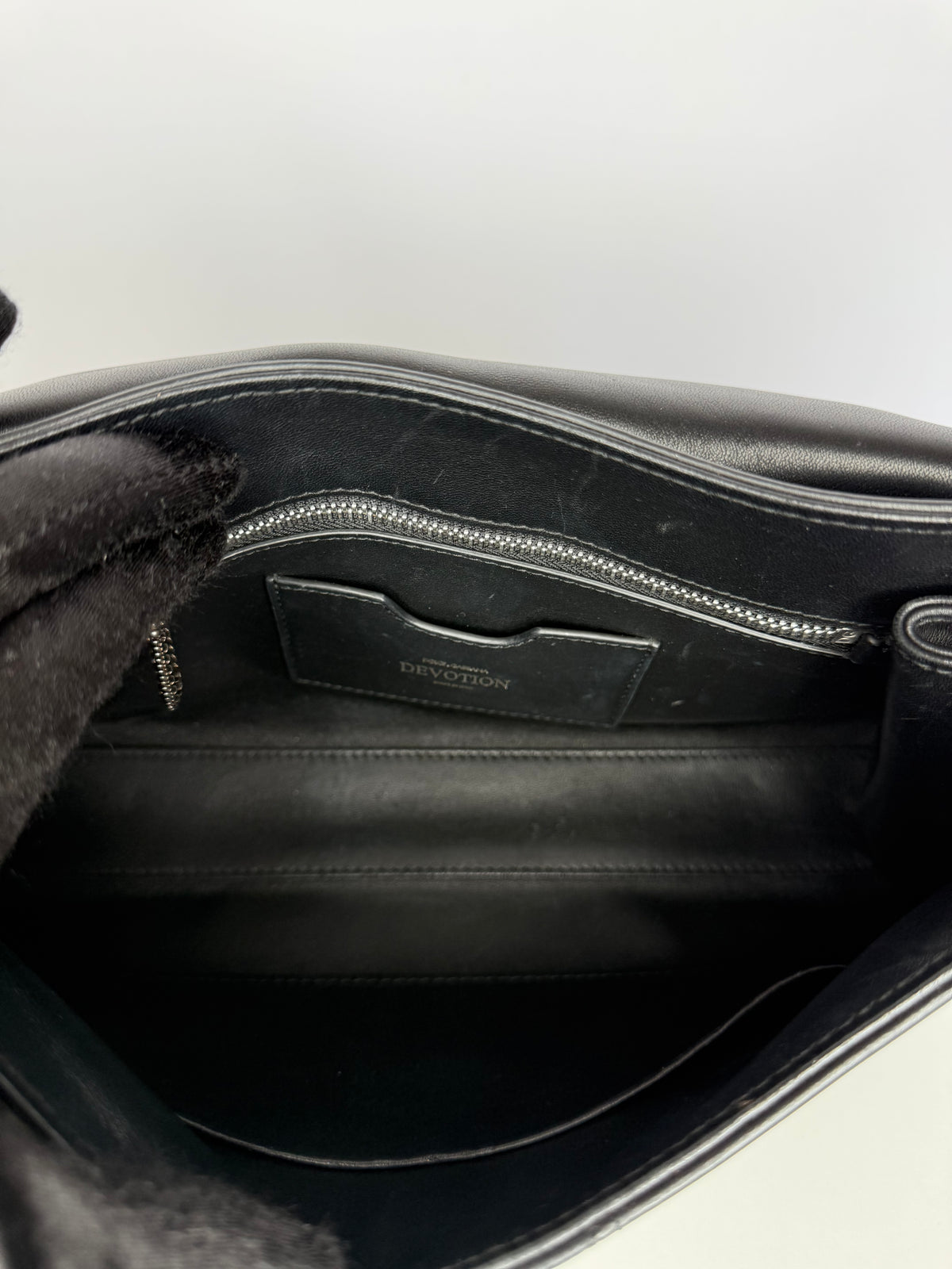 Dolce Gabbana Black Nappa Quilted Devotion Bag