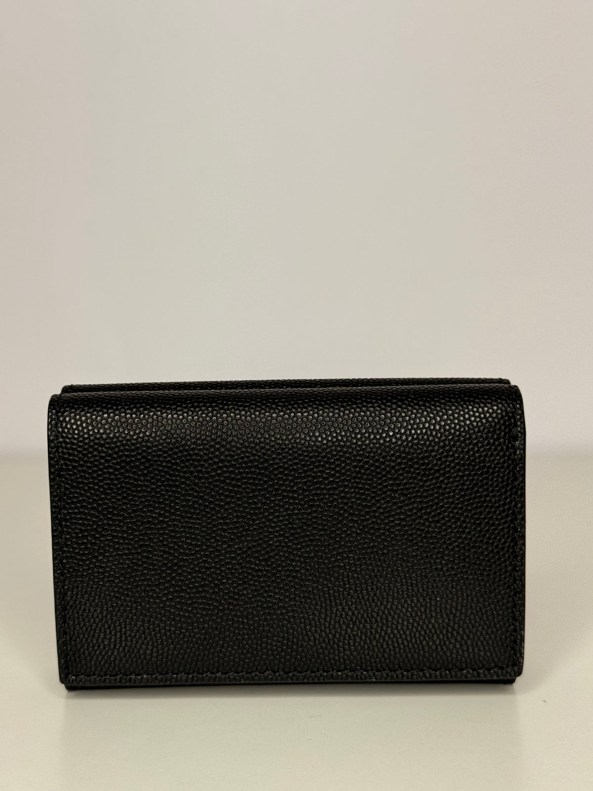 Burberry Black Grained Leather TB Compact Lark Wallet