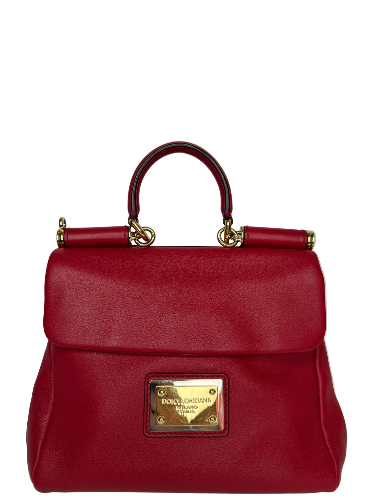 Dolce Gabbana Red Soft Leather Medium Sicily Bag