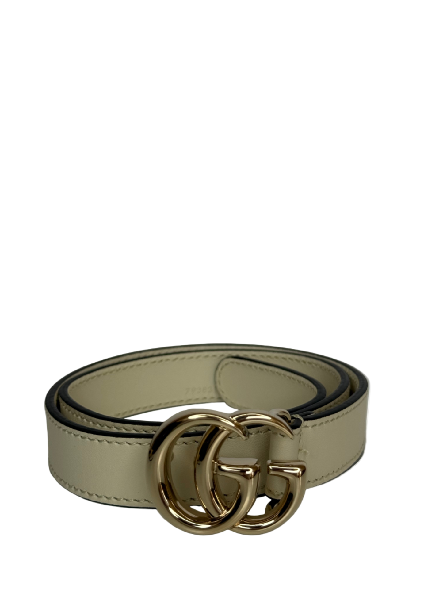 Gucci GG Marmont Off White Leather Slim Belt Kids