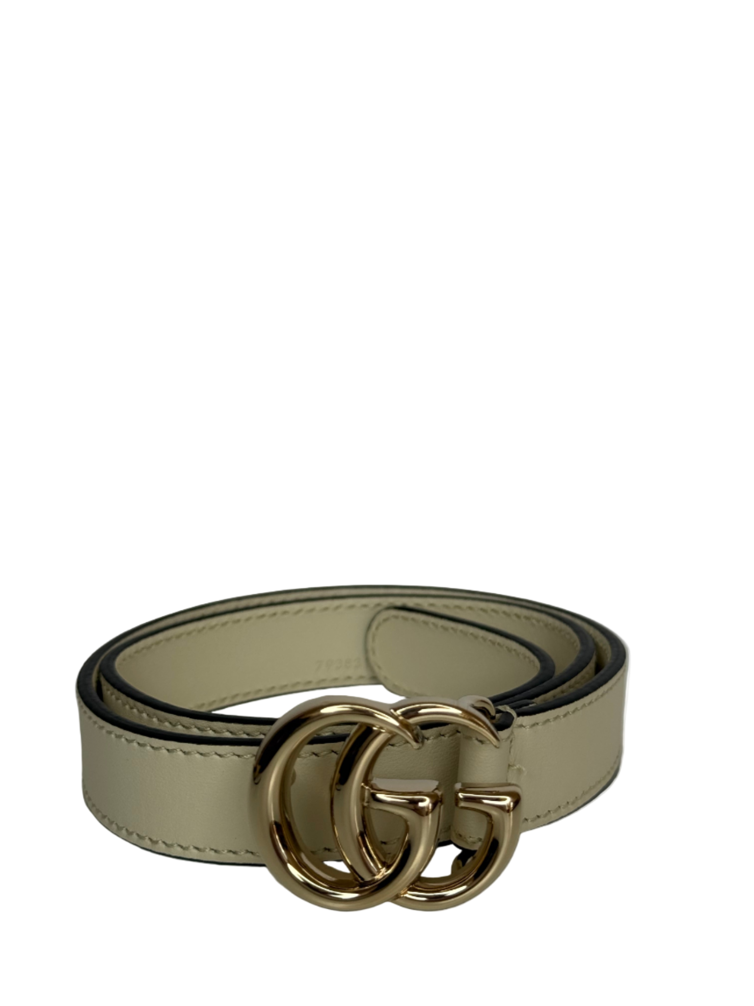 Gucci GG Marmont Off White Leather Slim Belt Kids