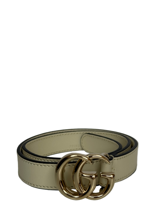 Gucci GG Marmont Off White Leather Slim Belt Kids