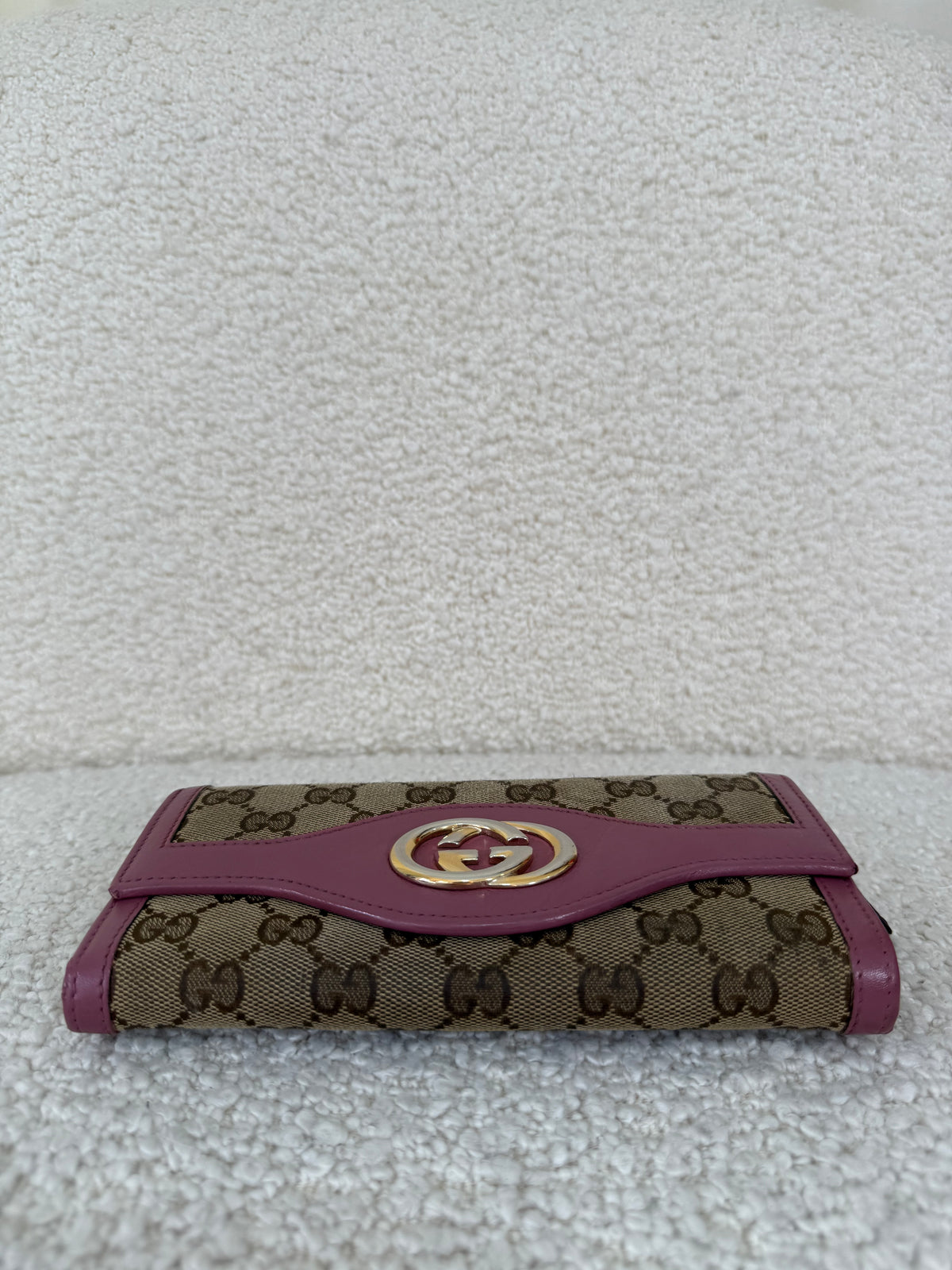 Gucci GG Interlocking Canvas Bifold Long Wallet Pink