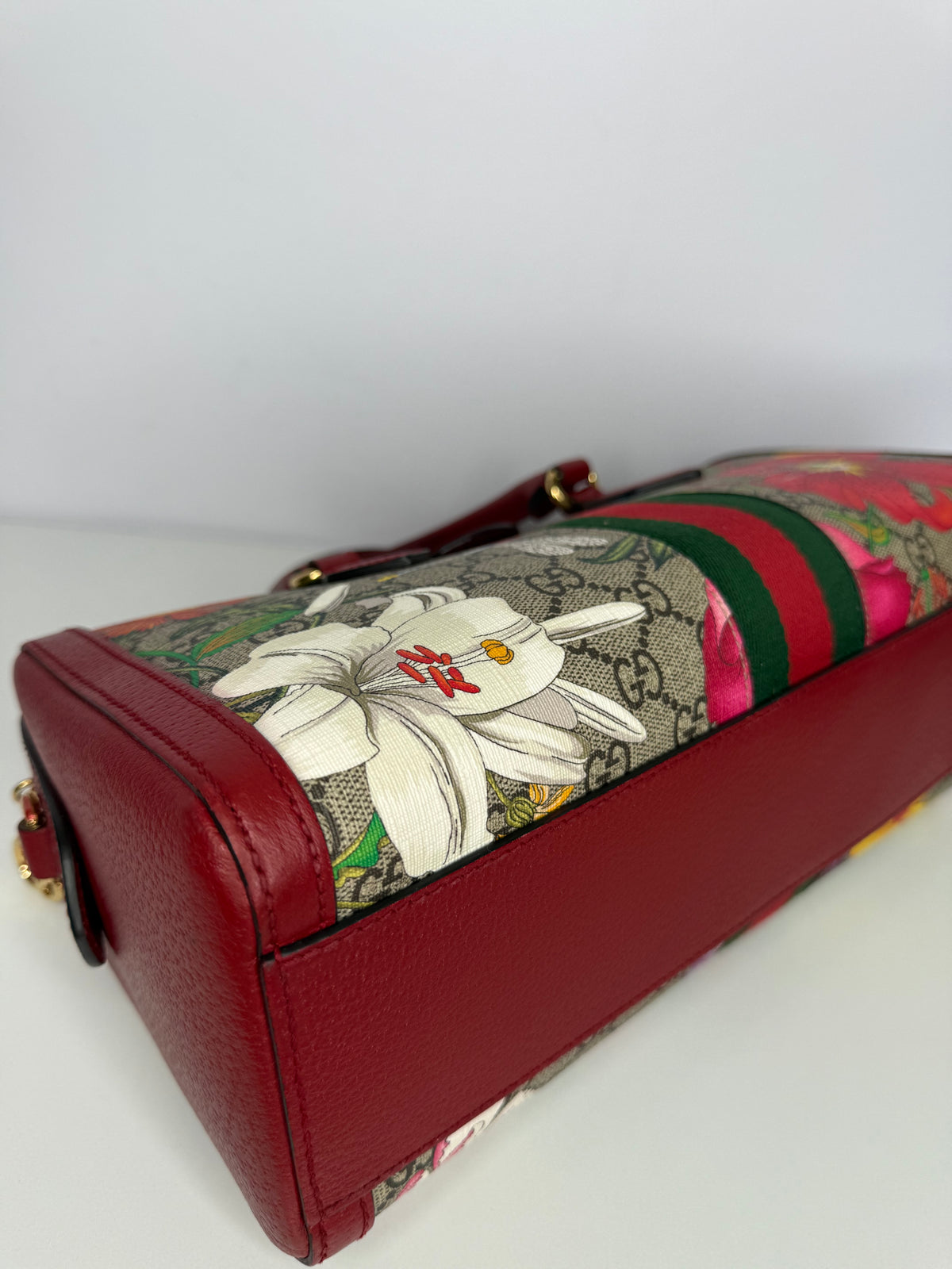 Gucci Ophidia Flora GG Coated Canvas Boston Bag
