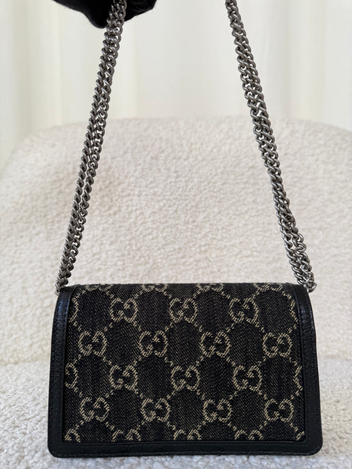 Gucci GG Black Denim Super Mini Dionysus Crossbody Bag