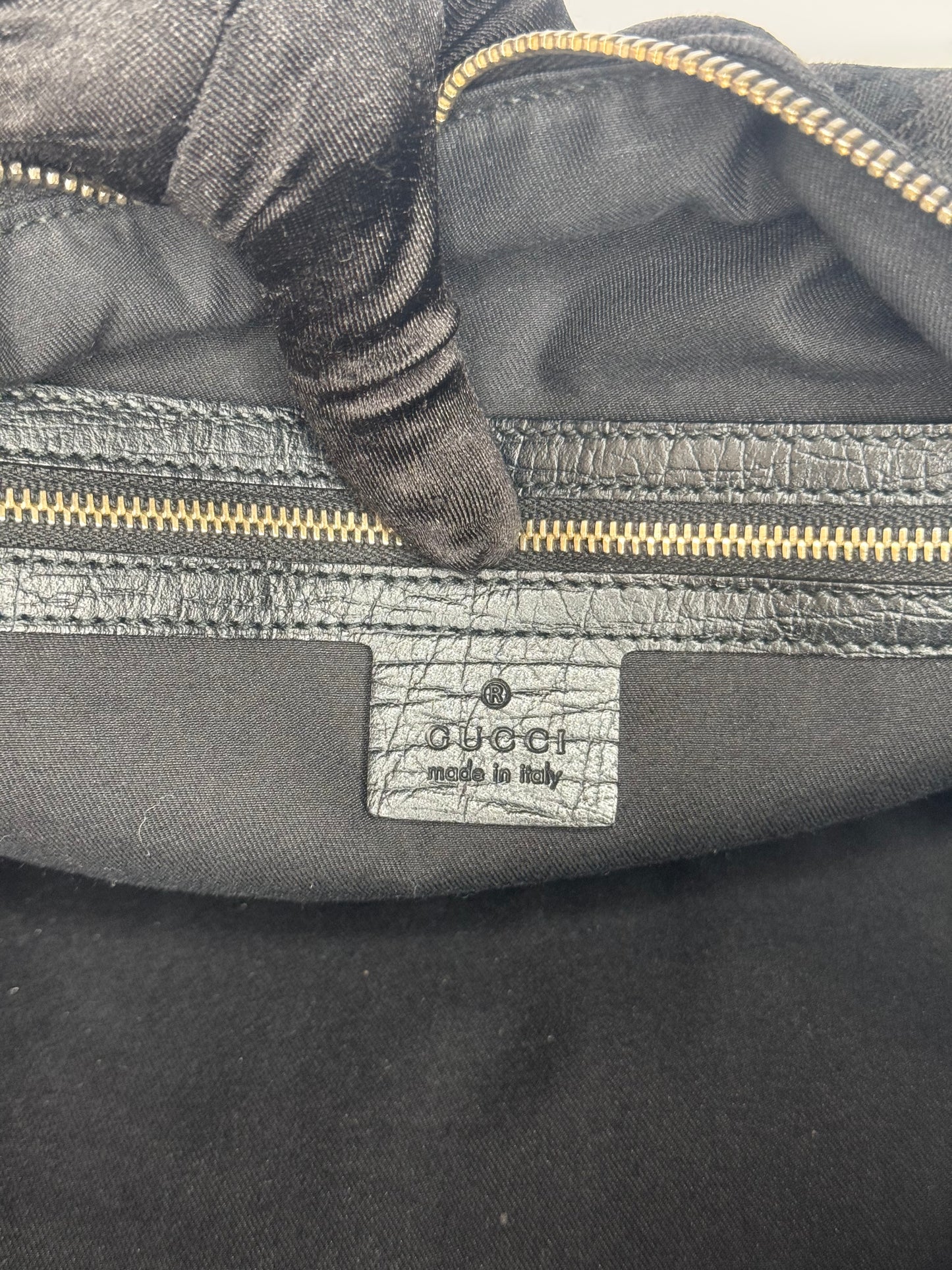 Gucci Black GG Canvas and Leather Web Horsebit Satchel