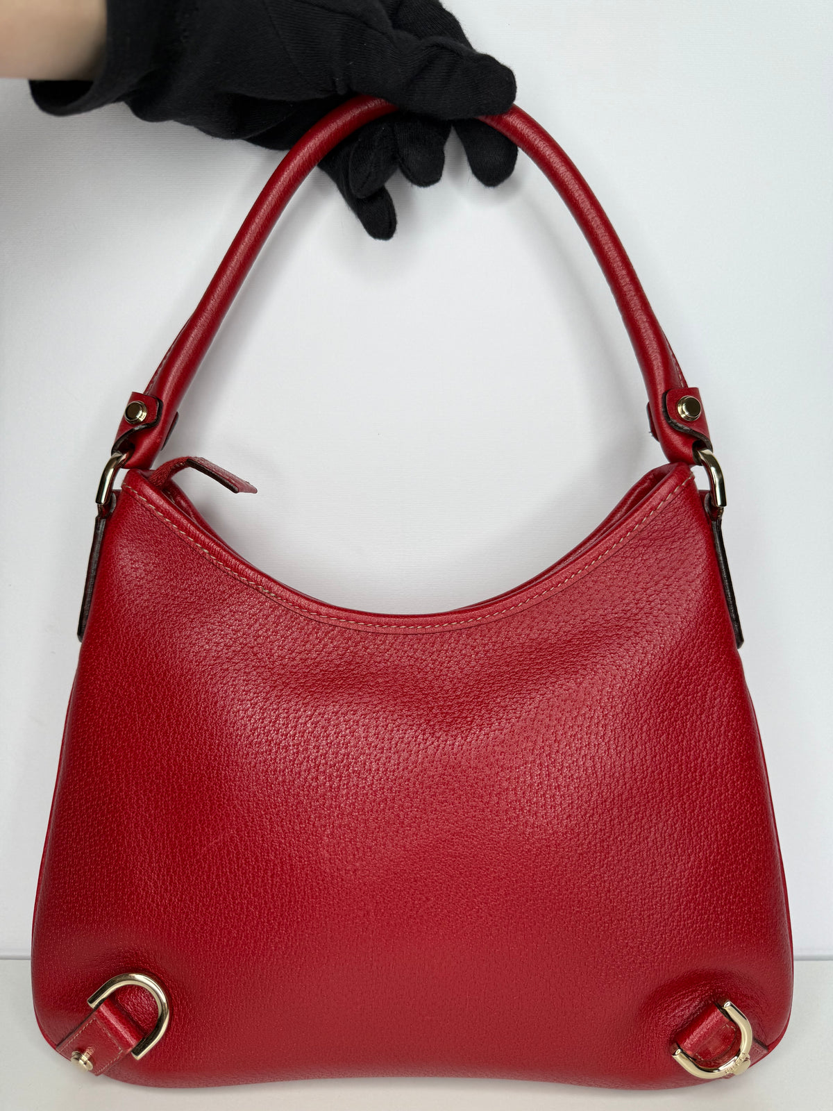 Gucci Red Leather Abbey D Ring Hobo Bag