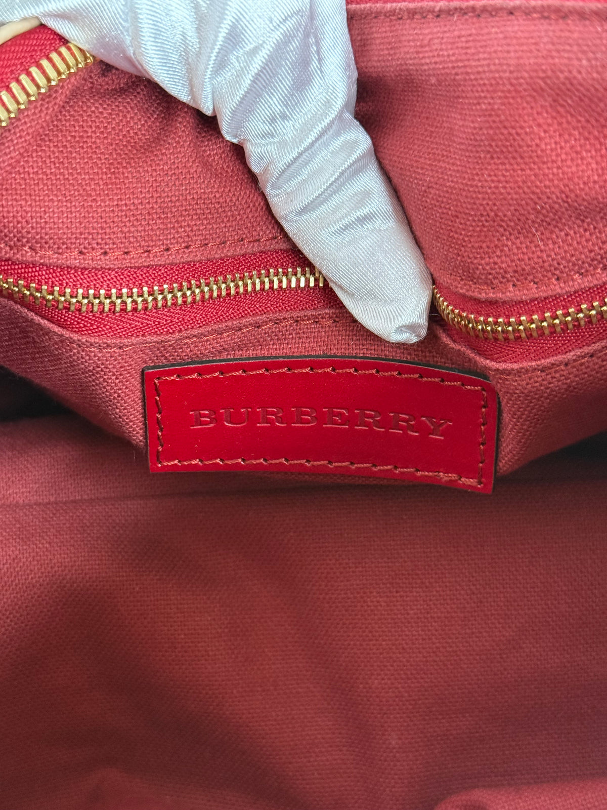 Burberry Red Haymarket Panel Blaze Bag