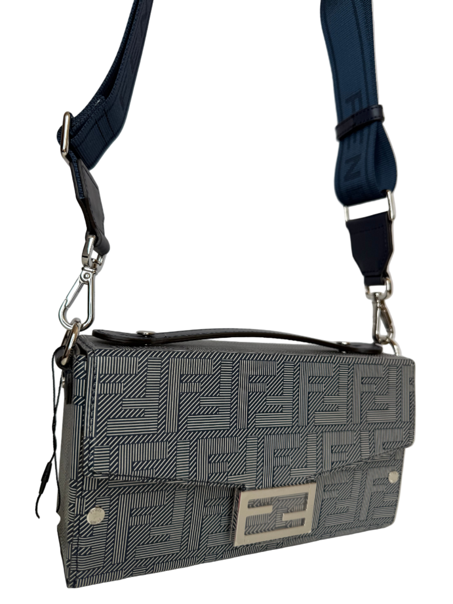 Fendi Baguette Soft Trunk Messenger Bag Blue