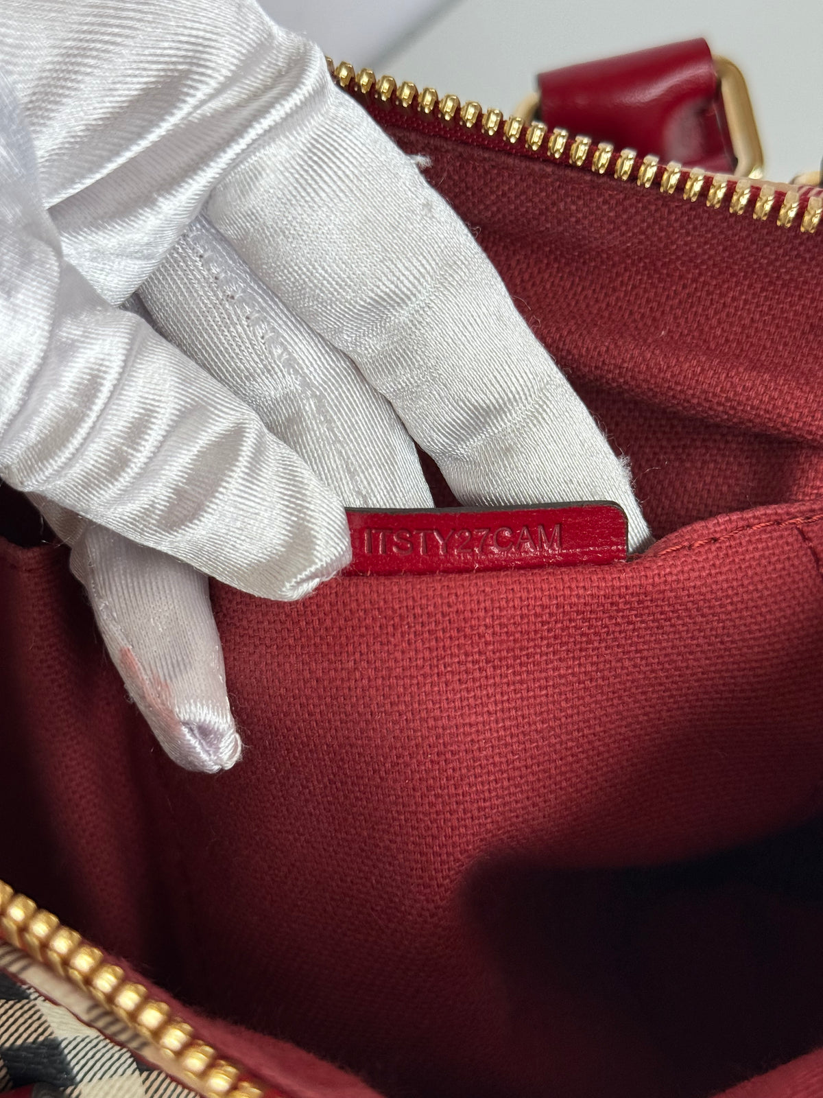 Burberry Red Haymarket Panel Blaze Bag
