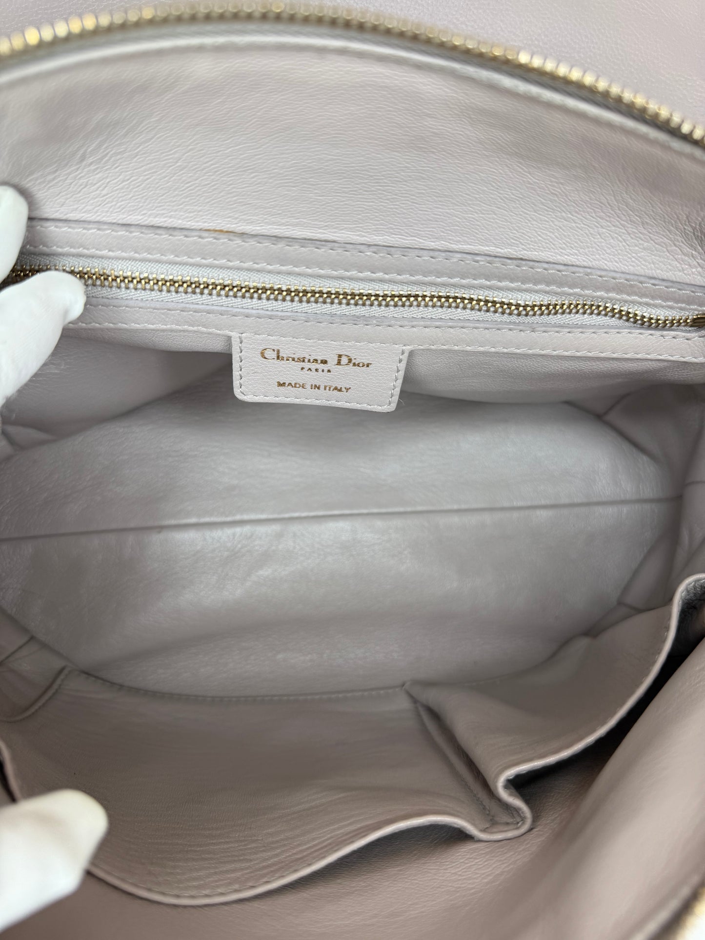 Christian Dior Grey Leather New Lock Top Handle Bag