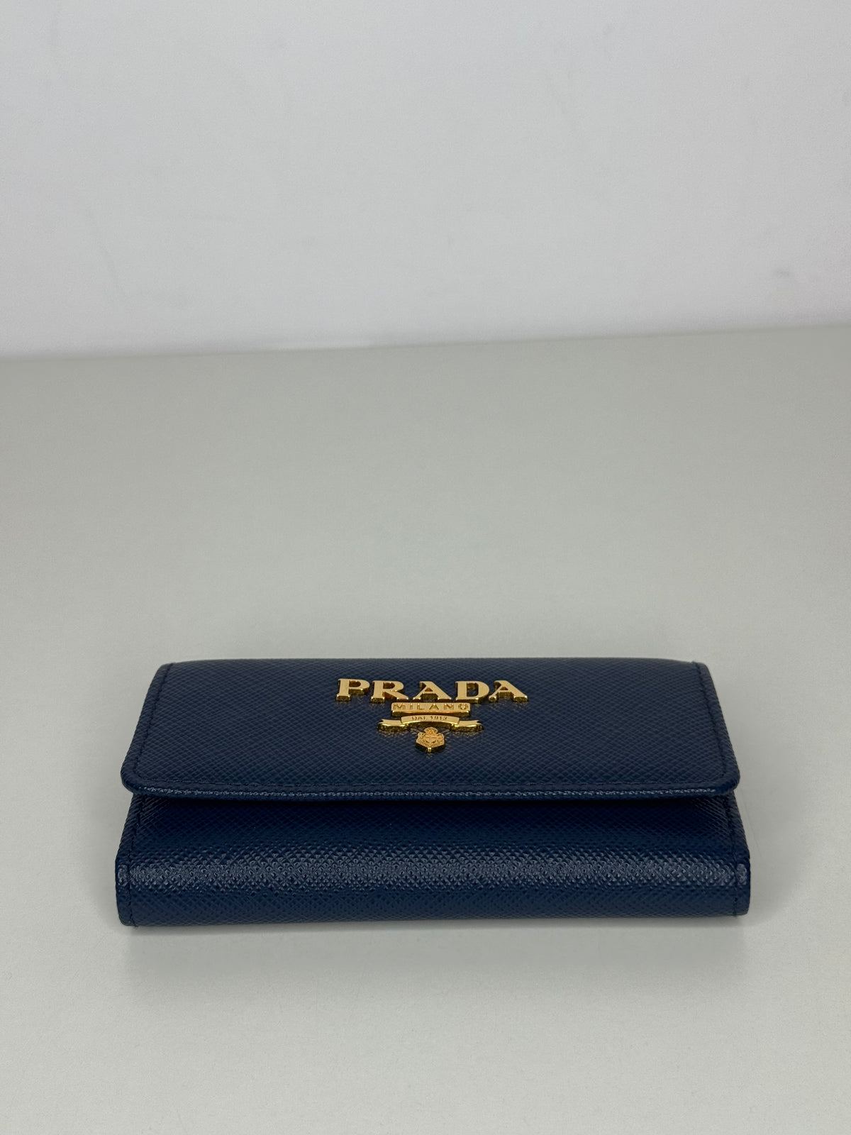 Prada Blue Saffiano Leather Snap Key Holder