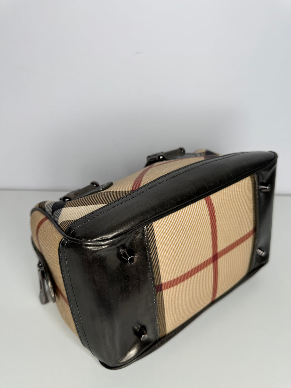 Burberry Grey/Metallic Small Nova Check Bowling Bag
