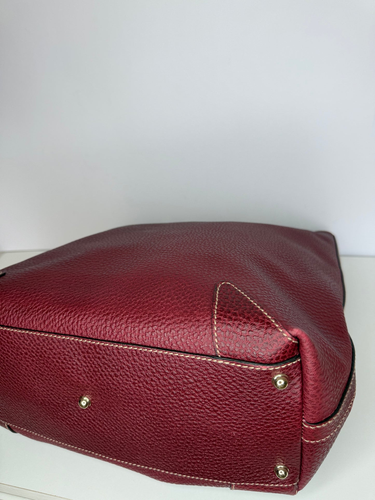 Gucci Burgundy Leather Weekend Tote Bag