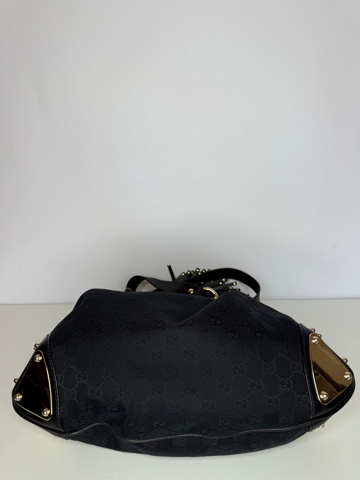 Gucci Black GG Canvas Medium Babouska Indy Top Handle Bag