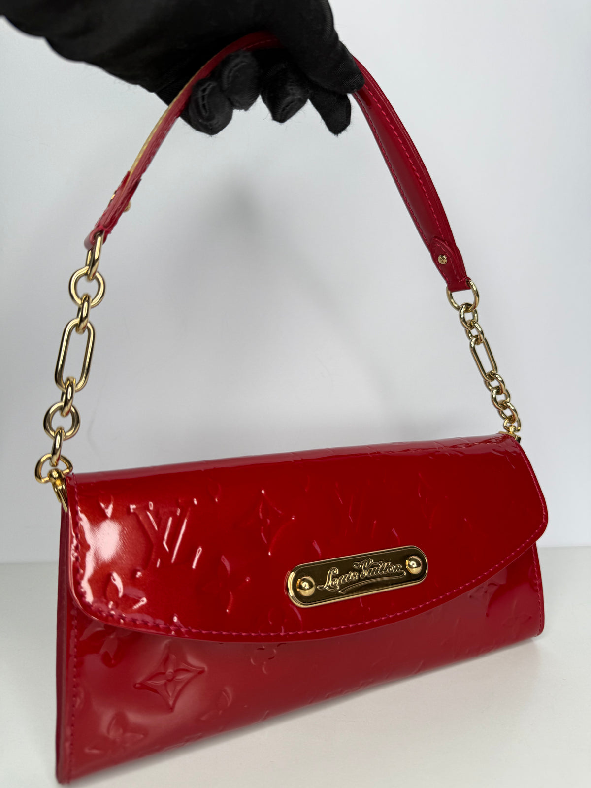 Louis Vuitton Rose Pop Monogram Vernis Sunset Boulevard Clutch Bag