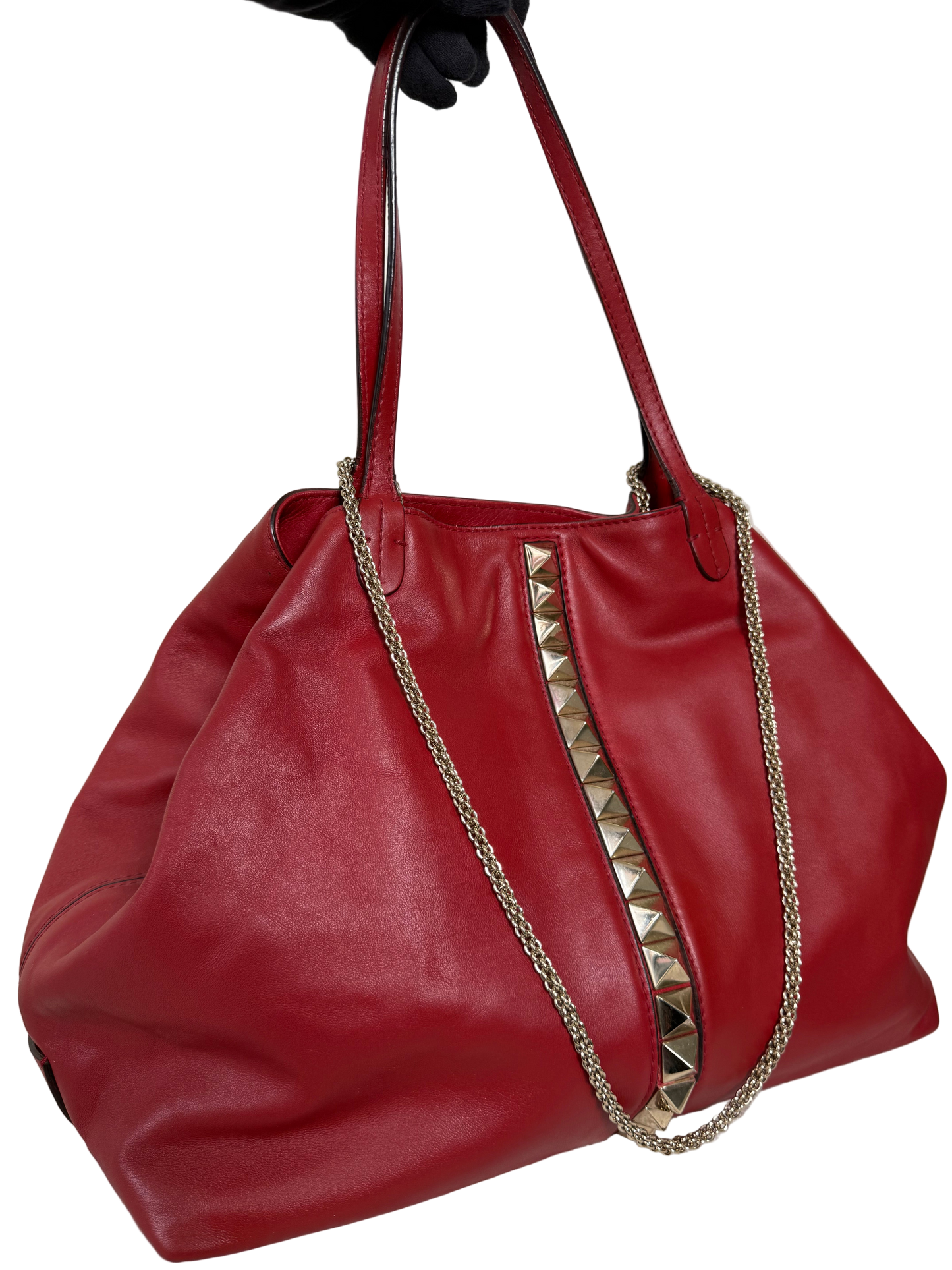TEST Valentino Red Leather Rockstud Va Va Voom Large Tote Bag (Copy)