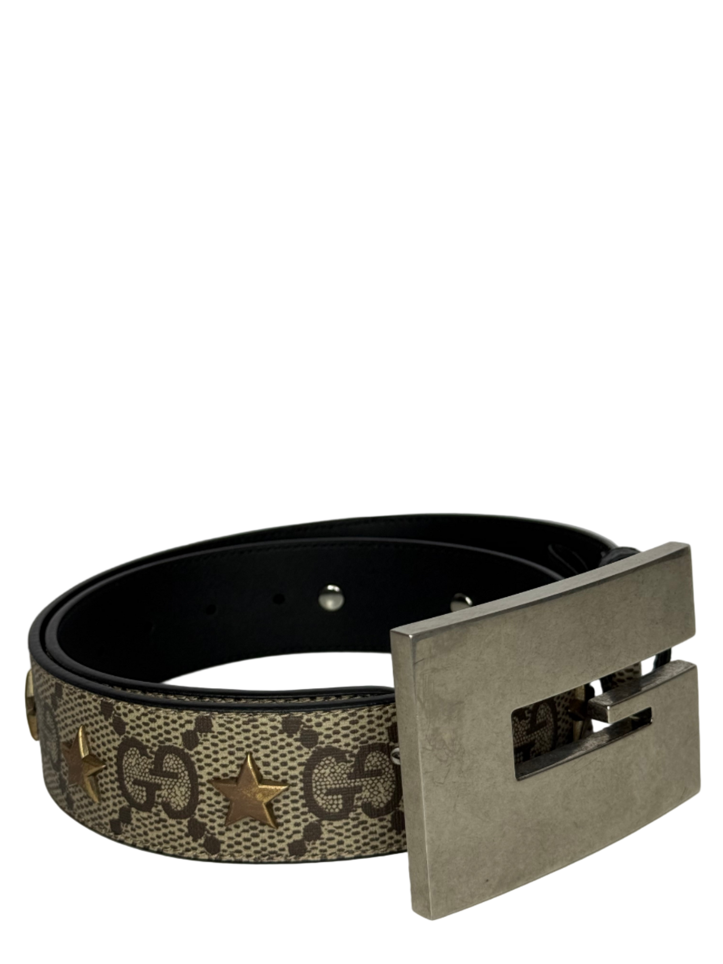 Gucci Star Wide Belt With Square G In Beige
