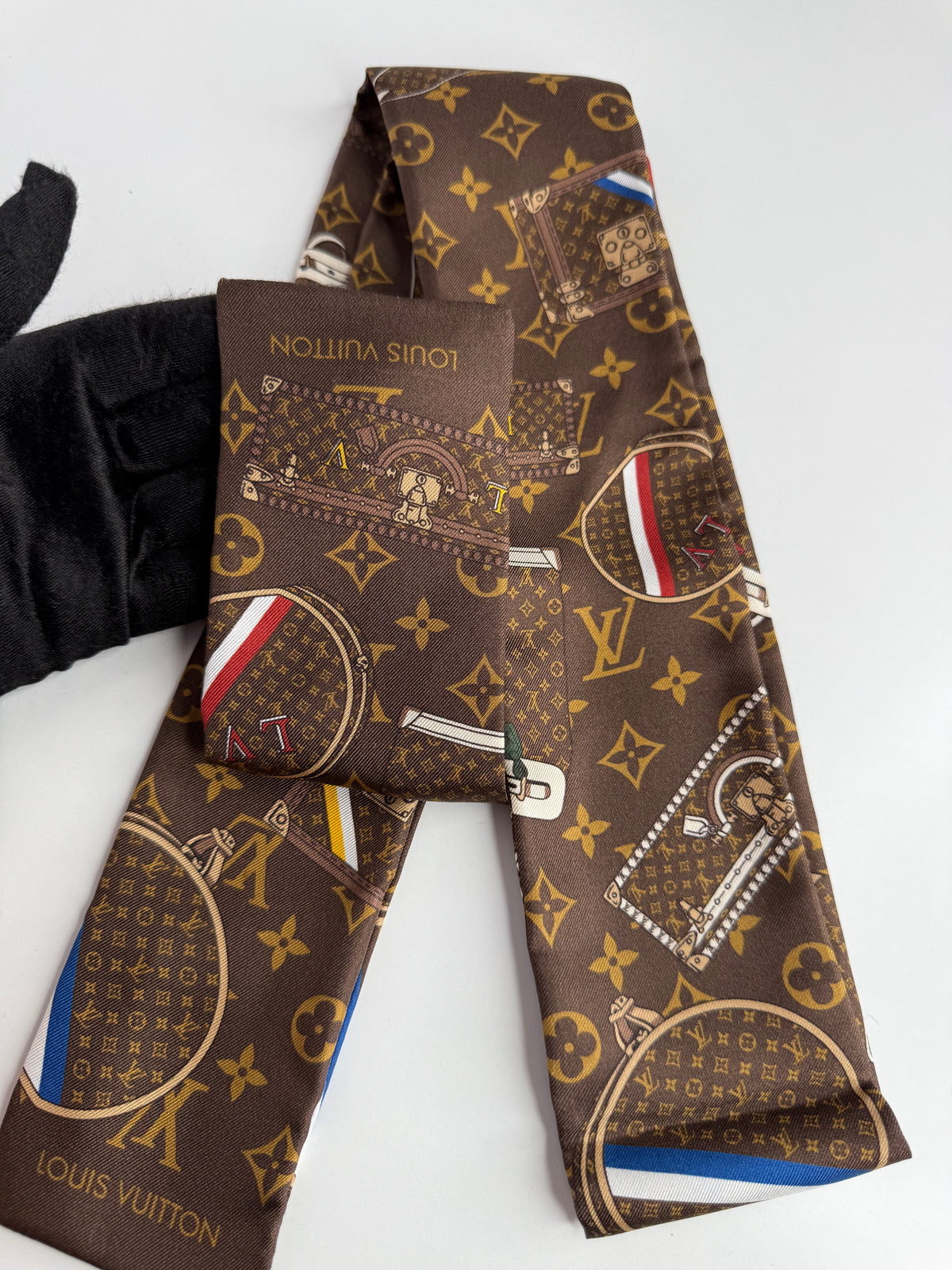 Louis Vuitton Monogram Trunks Silk Bandeau Brown
